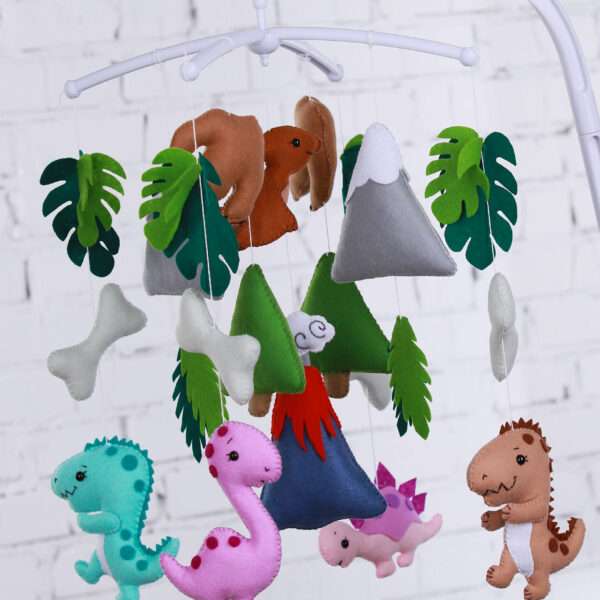 Мобіль на ліжечко WoollyFox «Веселі динозаврики»