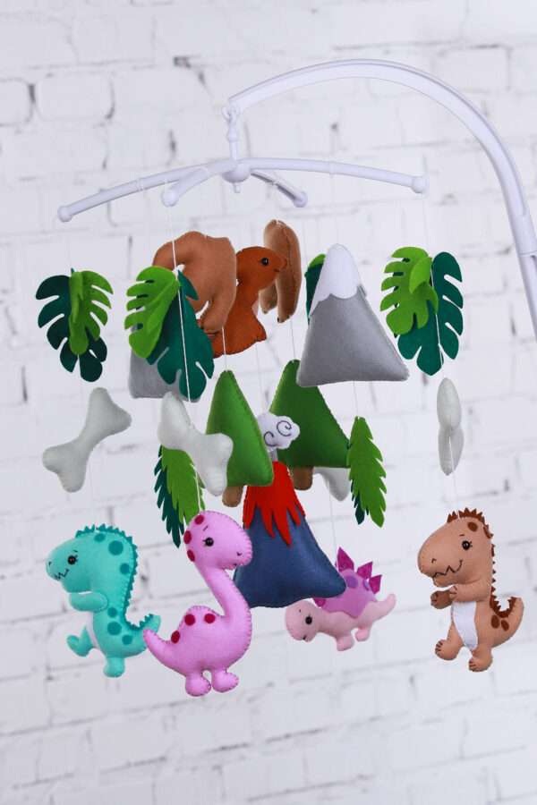 Мобіль на ліжечко WoollyFox «Веселі динозаврики»