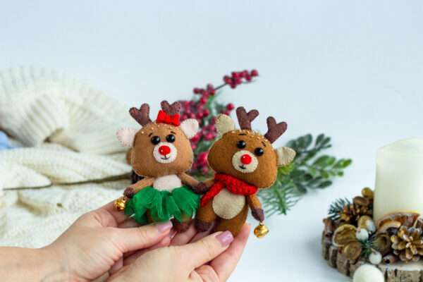 Набір новорічних іграшок "Різдвяні олені WoollyFox"